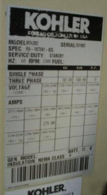 80KW kohler natural gas / propane generator