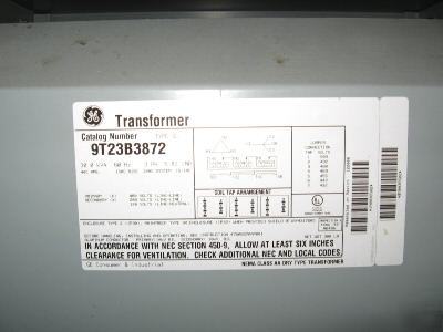 Ge 30 kva 480 primary 208Y/120 sec. 9T23B3872. 