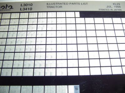 Kubota L3010 & L3410 tractor parts catalog microfiche