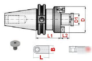 Bison cat-50 shell mill holder-2.00X2.4 arbor dia:2.00