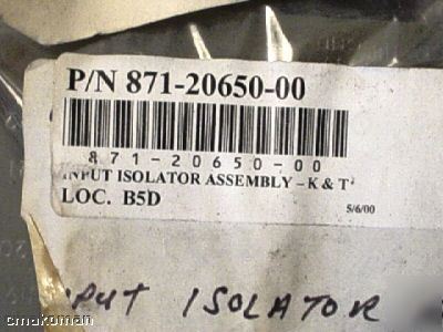 K&t input isolator assy k&t p/n 871-20650-00