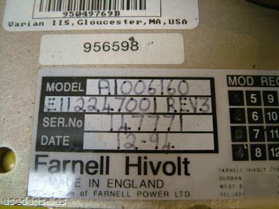 Varian farnell hivolt high voltage stack set A1006150