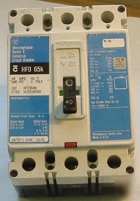 Westinghouse circuit breaker hfd 65K 40 a 3 pole 3 ph