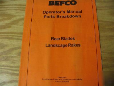 Befco blades rakes operators and parts manual
