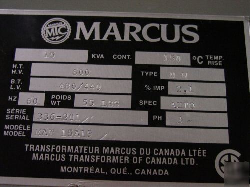 15 kva marcus transformer