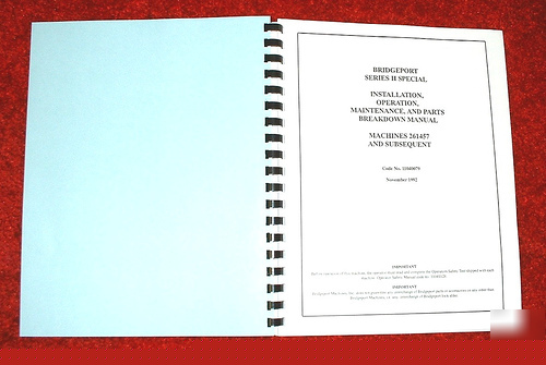 New bridgeport part 11040079 series ii special manual