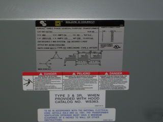 New square d 45T3H 45KVA transformer
