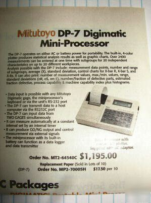 Mitutoyo digimatic dp-7 mini processer w/plotter