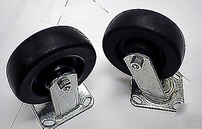 6â€X2â€ black solid rubber medium- duty caster;wheels