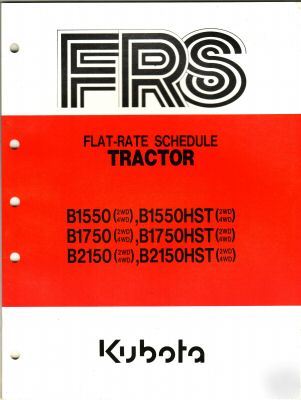 Kubota B1550 B1750 B2150 & hst flat rate schedule frs