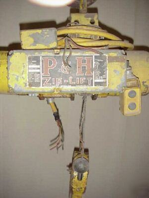 P & h 1/2 ton electric cable hoist zip lift w/ pendent