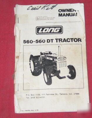  long 560 and 560 dt tractors owner's manual 